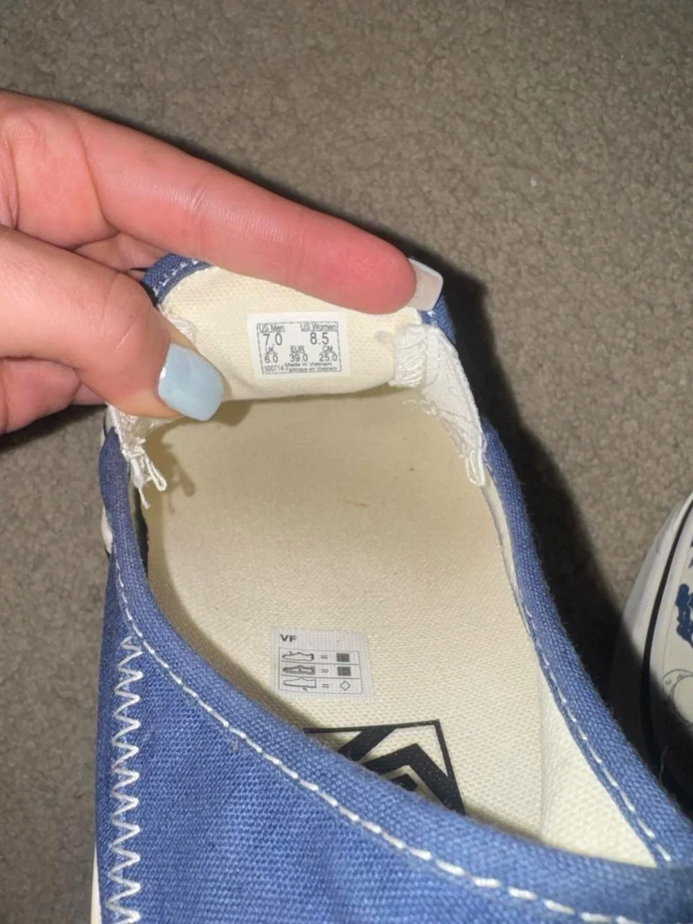 Vans Blue & White Surf Print Slip-On Loafers